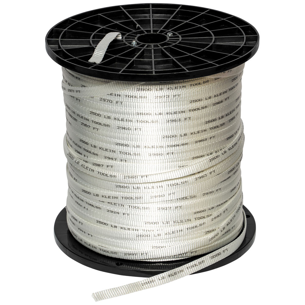 50142 Pull Tape, 0.76 in Tape, 3000 ft L Tape, Flat Profile, Polyester Tape, Black/White
