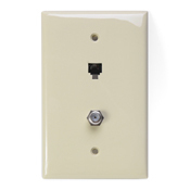 40539-CMI Midsize Screw Terminal Telephone/Video Wall Jack, 1 Gang, 3-1/8 in W, Nylon, Wall Mount