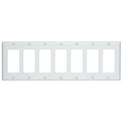 80407-W Decora Standard Size Wall Plate, 7 Gangs, 13.61 in W x 4.5 in H, Painted Metal, White