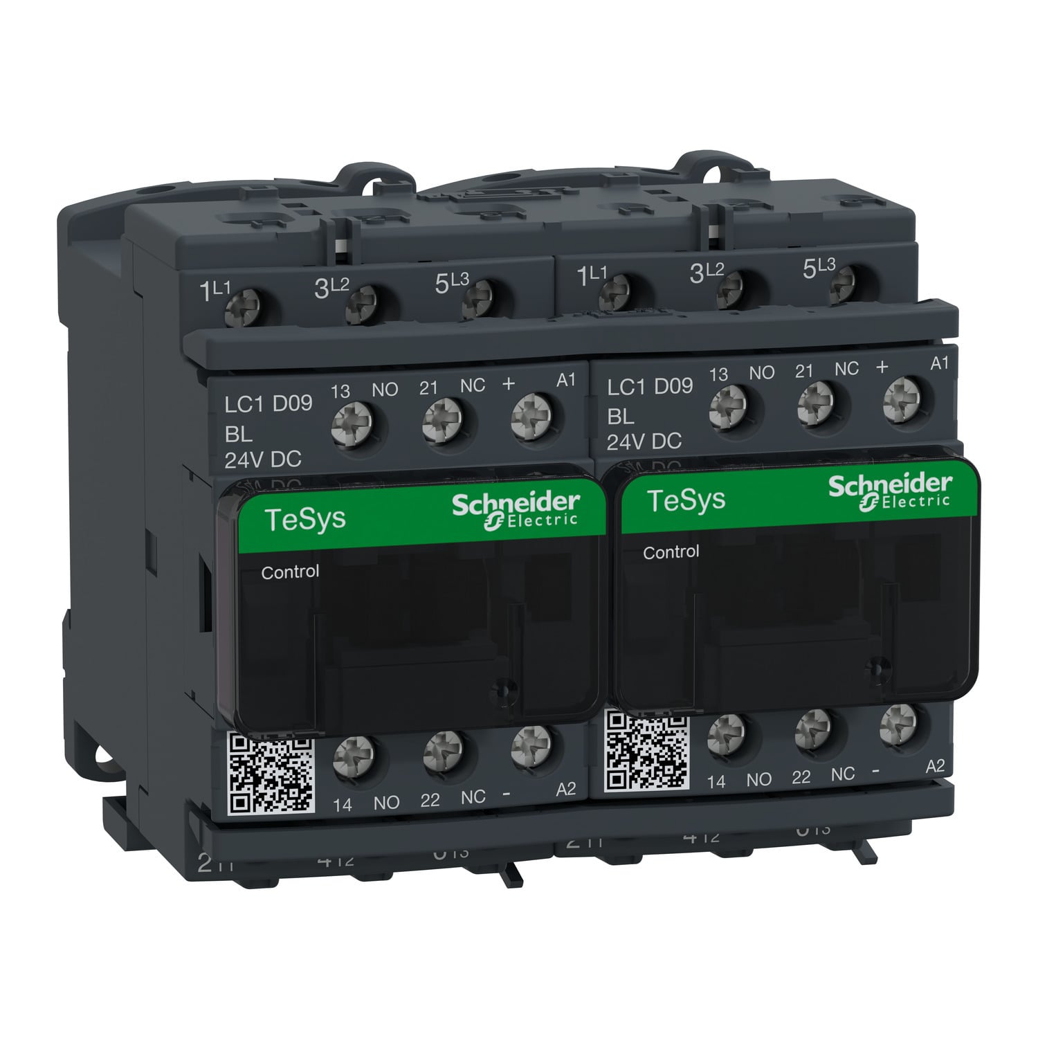 LC2D09BLV TeSys D LC2D Reversing IEC Contactor, 24 V DC V Coil, 9/25 A, 3NO Contact, 3 Poles