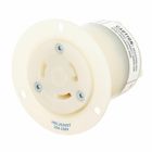 Locking Devices, EdgeConnect Twist-Lock, Industrial, Flanged Receptacle, 30A 250V, 2-Pole 3-Wire Grounding, L6-30R, Screwless Terminal, White