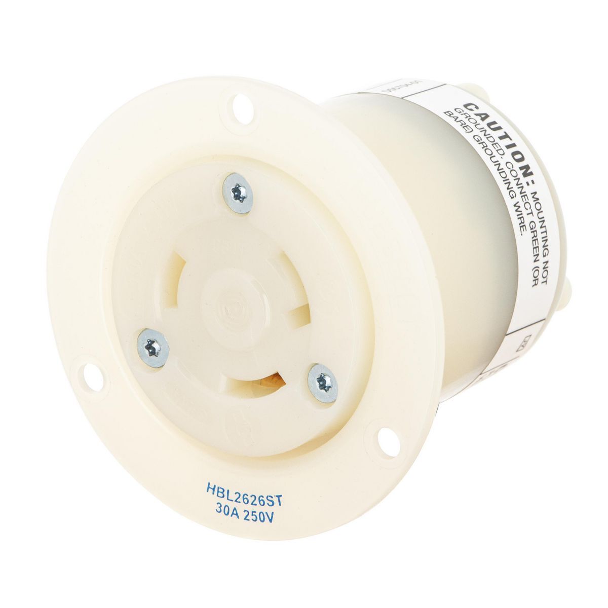 hbl2626st HBL Locking Device, 250 V, 30 A, 2 Poles, 3 Wires, White