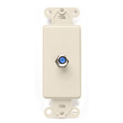 40681-T Decora Rectangular Single CATV Video Wall Jack, F Connector, 1 Port, 1 Gang, Fastened Mount, Light Almond
