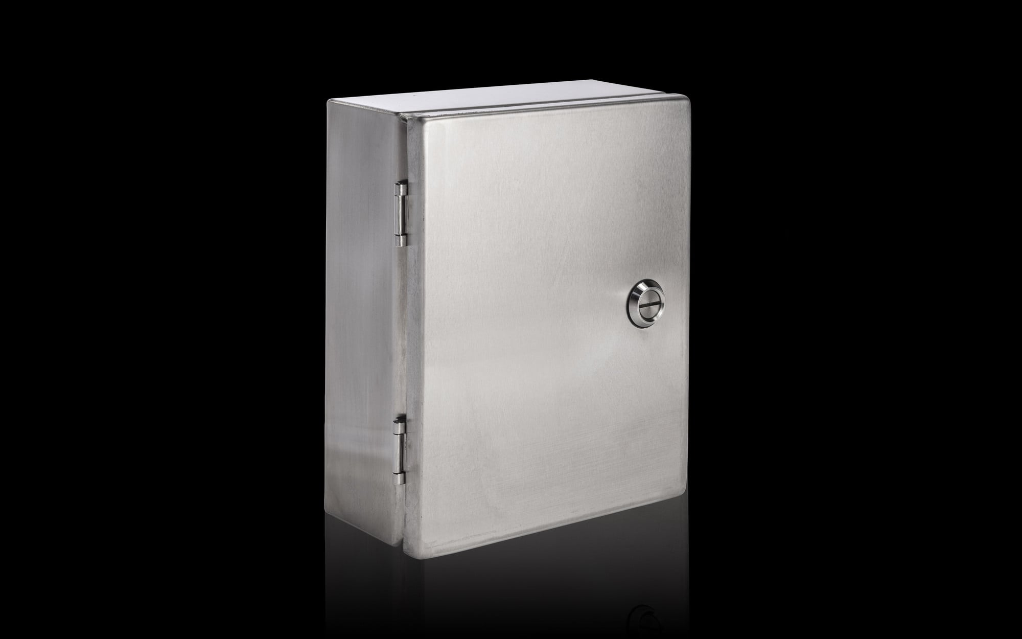 Junction Box, 1-Door, Series: JB Series, 14 in Width, 7.9 in Depth, NEMA 4X Rating, Hinged Cover, Lock: Quarter-Turn Latch, Foamed-In PU Seal Insulation, Wall Mounting, Stainless Steel, Brushed, Light Gray