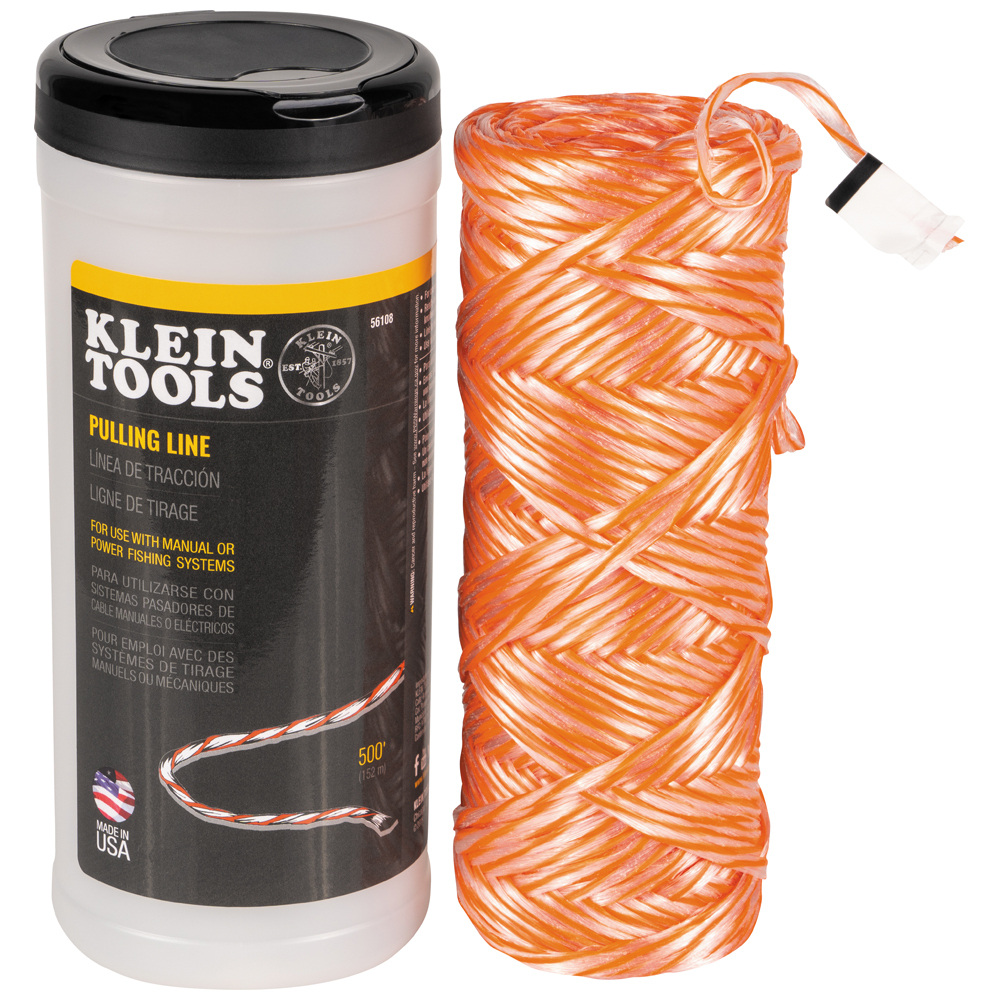 56108 Poly Pull Line With Orange Tracer, 210 lb Tensile Strength, 500 ft L, Polypropylene