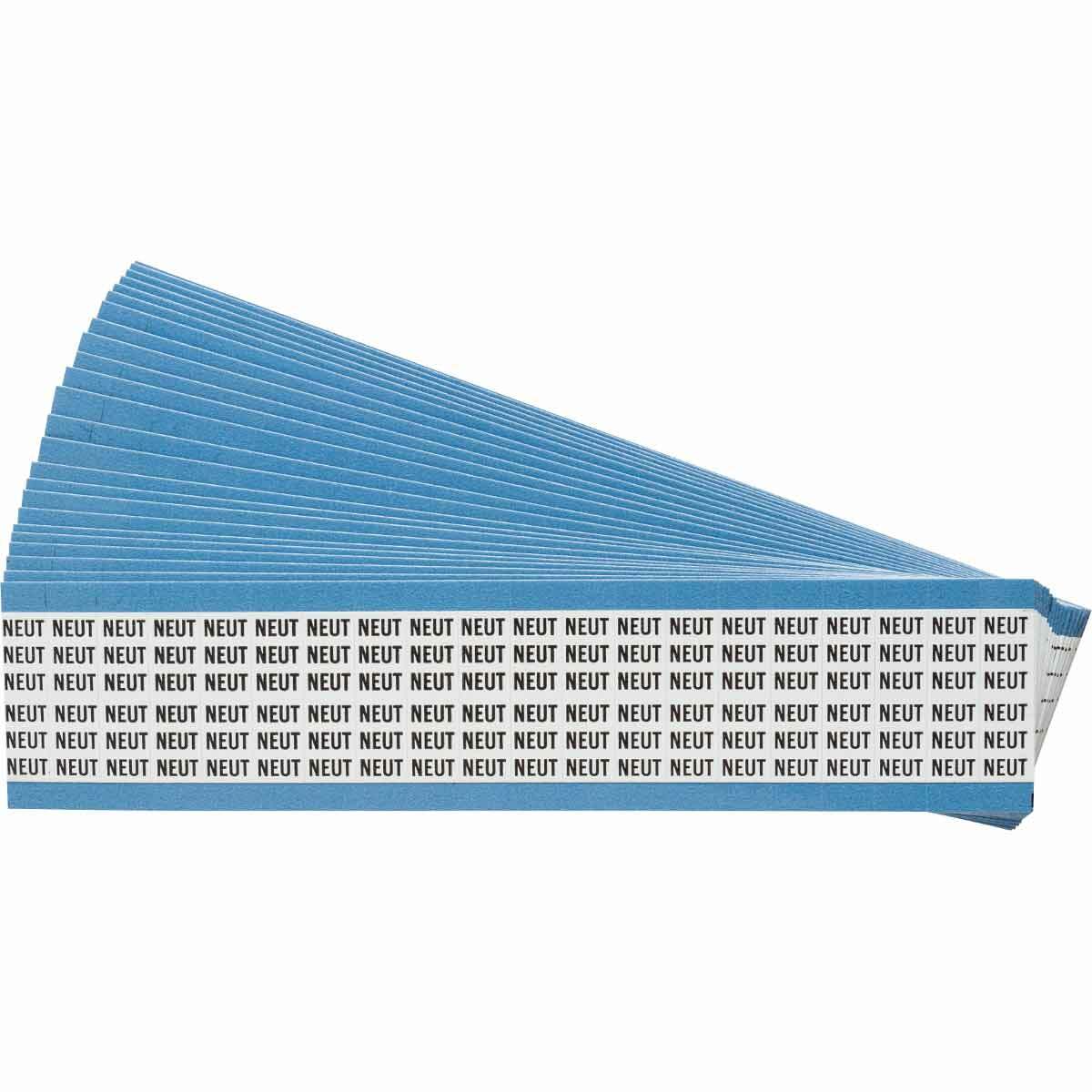 WM-NEUT-PK WM Series Die-Cut Pre-Printed Solid Symbol Wire Marker Card, 1/4 in W, Black on White, B-500 Repositionable Vinyl Coated Fabric, 36 Markers per Card