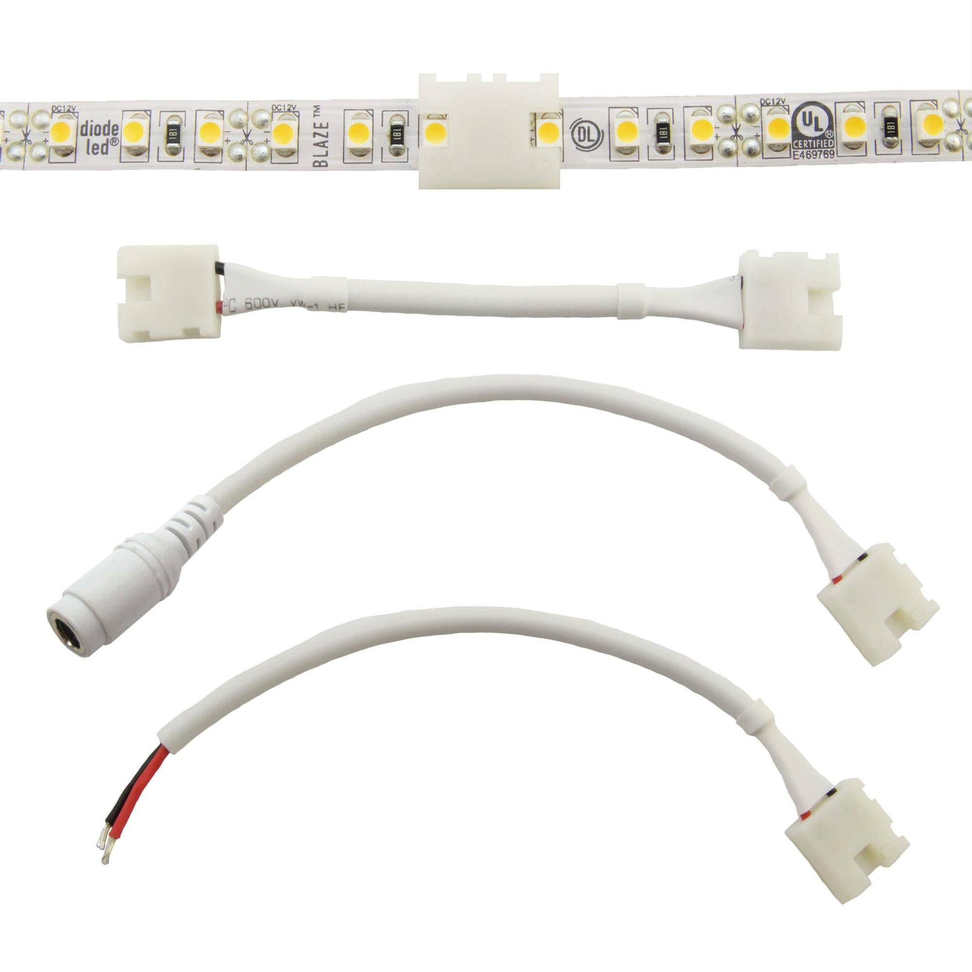 CLICKTIGHT DC Plug Connector: AV/BL/FV - White, Diode Window, 2464 Wire