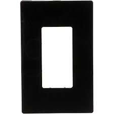 Eaton Screwless wallplate, Screwless, Black, Decorator Cutout, Polycarbonate, Single- gang, Mid-size