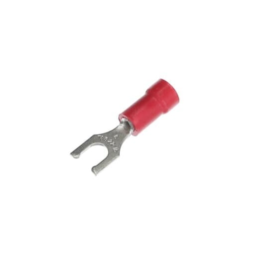 RA2247 Sta-Kon RA Series Insulated Fork Terminal, 22 to 16 AWG Conductor, 0.97 in L, Brazed Seam/Serrated Barrel, Copper, Red