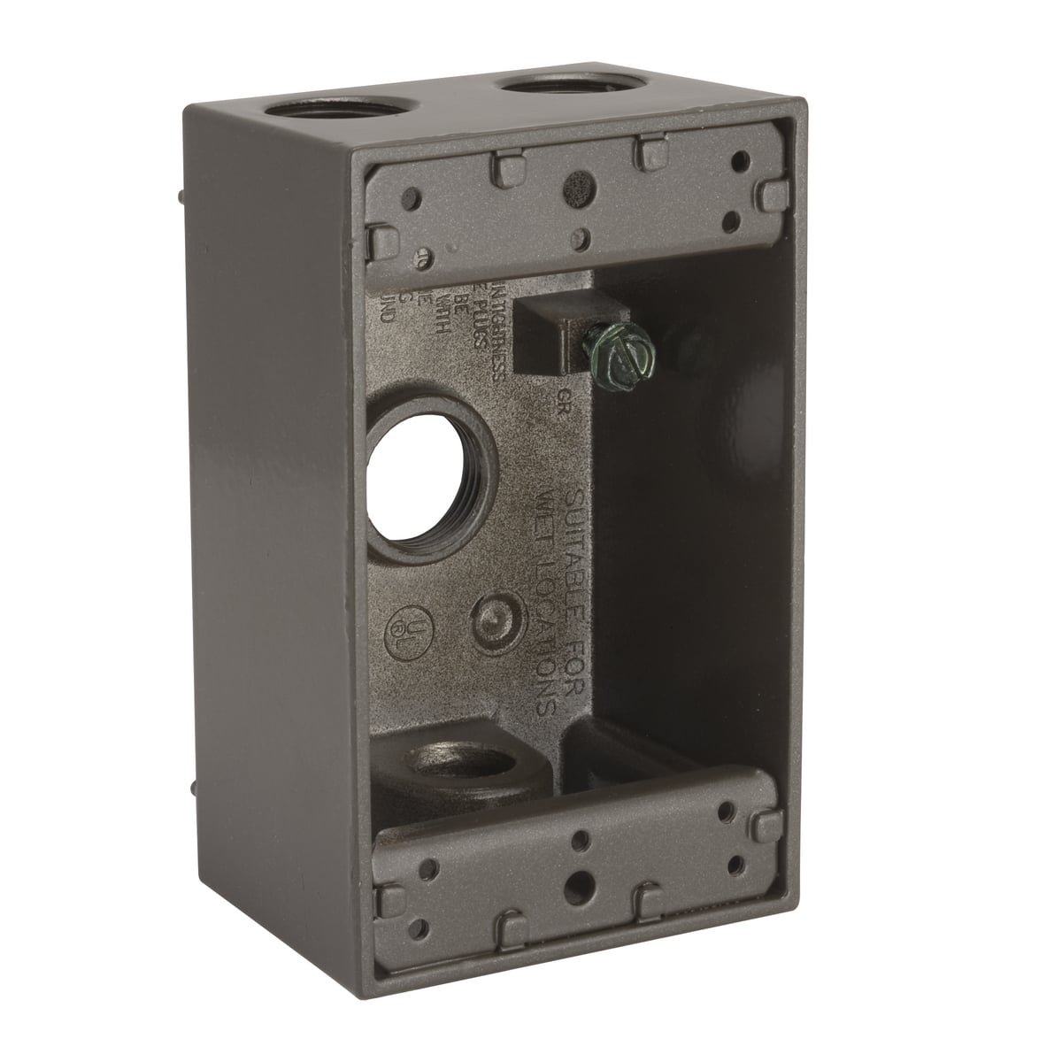 5321-2 Weatherproof Outlet Box With Lug, Die Cast Aluminum, 18.3 cu-in, 1 Gang, 4 Outlets