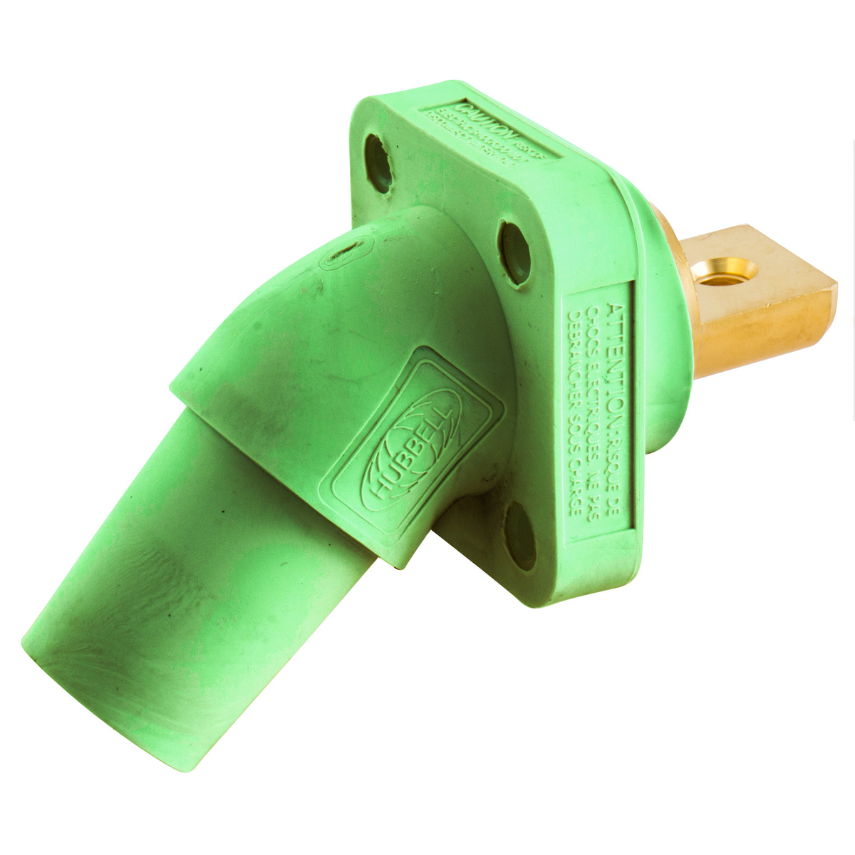 HBLFRABGN 16 Series Angled Female Single Pole Receptacle With 300/400 A Plug, 600 V AC/250 V DC, 300/400 A, 4 to 4/0 AWG Wire, Bus Bar Connection, NEMA 3R/4X/12 NEMA Rating