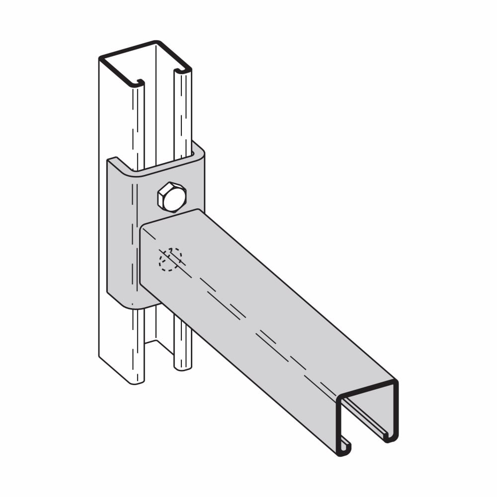 B198A-12ZN Clevis Bracket, 12 in L x 1-5/8 in W x 7/32 in THK, Steel