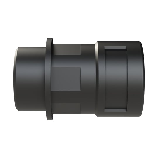 BVND-M257GT PMA Straight Conduit Connector With Universal Safety Clip, NW17 Trade, M25x1.5 Cable Openings, For Use With Nylon Flexible Conduit, Polyamide 6