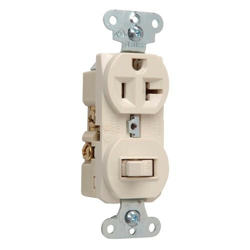 671LA Standard Toggle Combination Switch/Receptacle, 20 A, 120/125 V AC, 1 Poles, 3 Wires, 14 to 12 AWG Wire