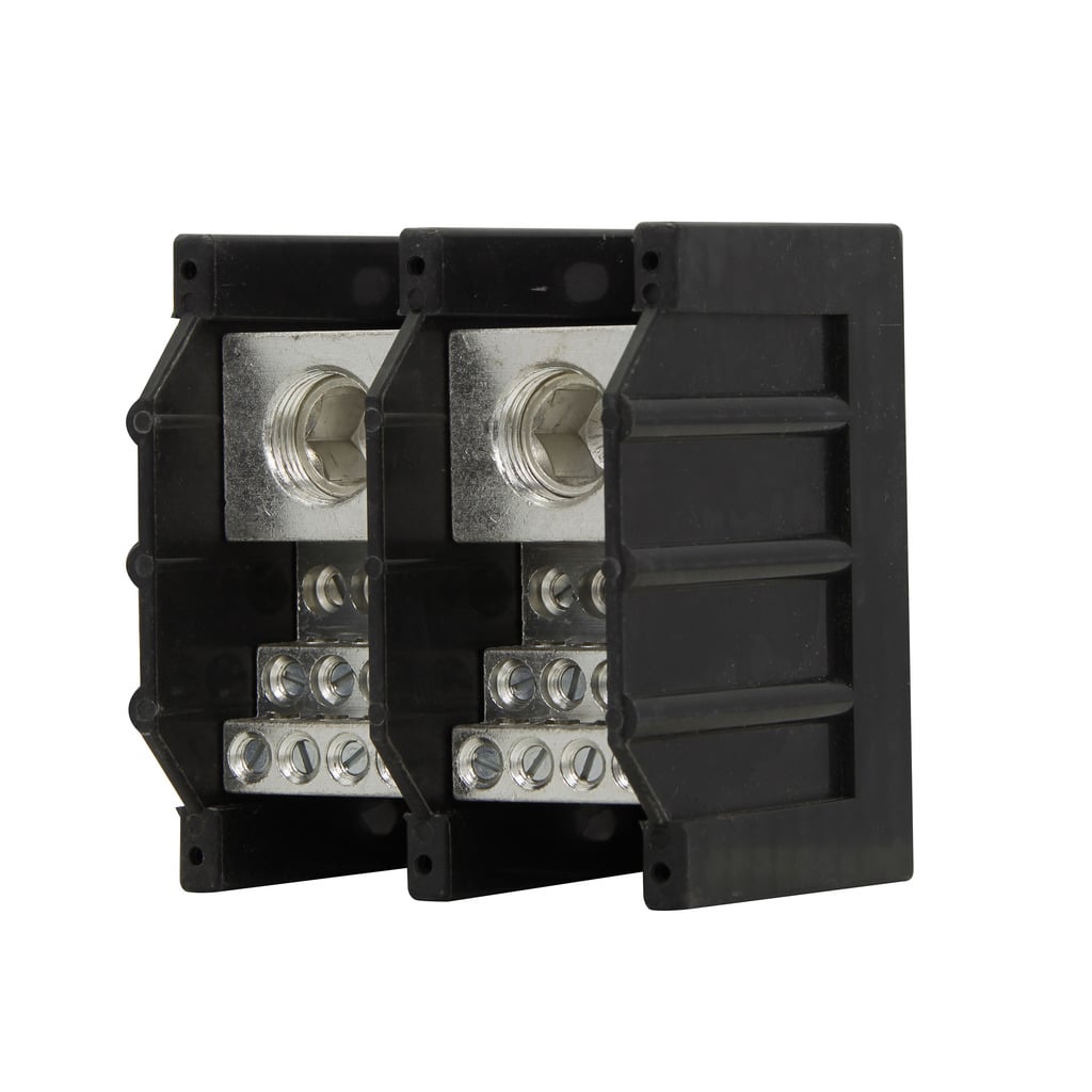 Eaton Bussmann series power distribution block, 600 Vac, 600 Vdc, 420A, Power distribution block, Single-pole, SCCR: 10 kA, Black, Molded Thermoplastic Base, Tin-plated aluminum connector - 16375-1