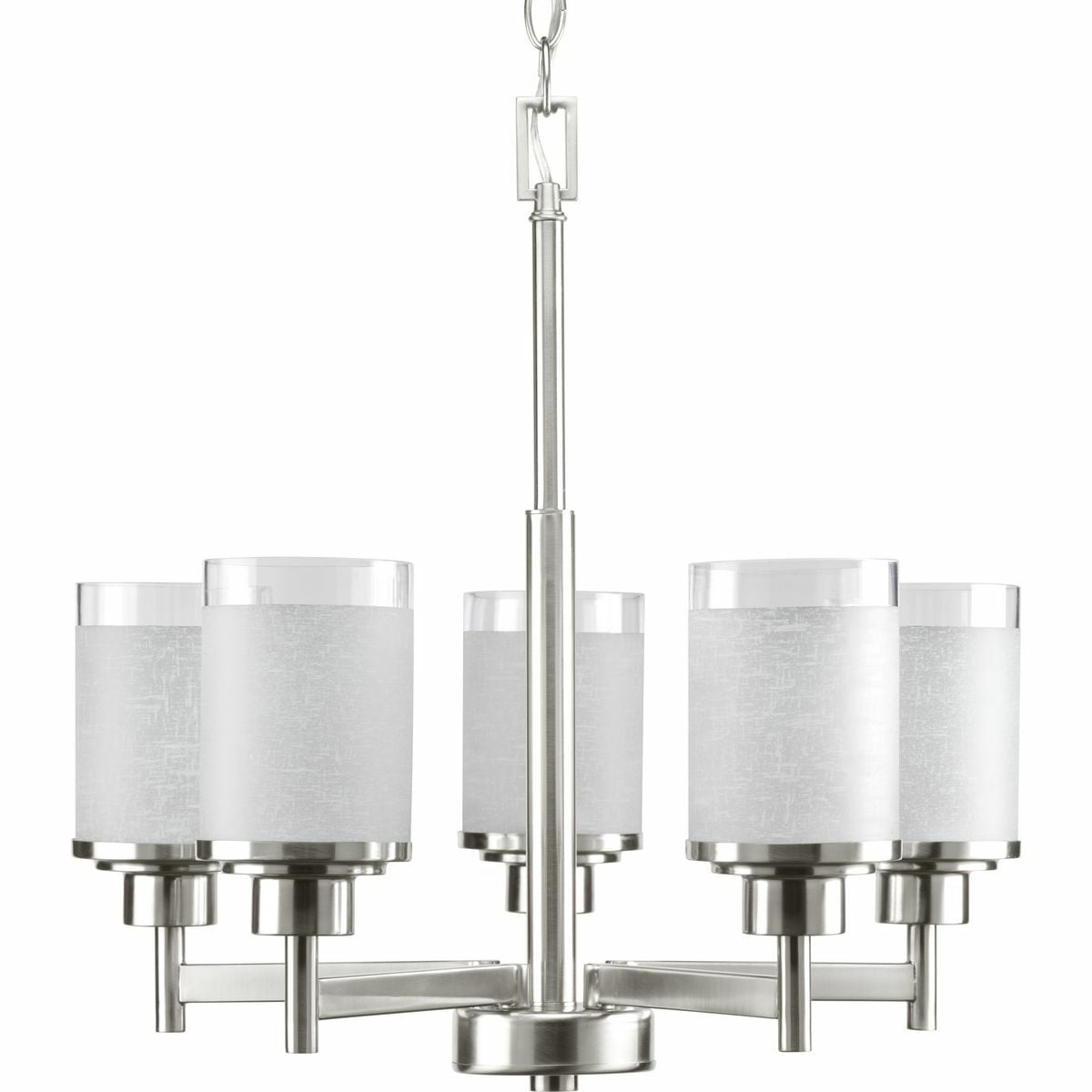 P4459-09 Alexa Contemporary/Farmhouse/Modern/Mid-Century Modern/Soft/Transitional Chandelier, (5) A19 Lamp, 120 V AC, Nickel Plated Housing