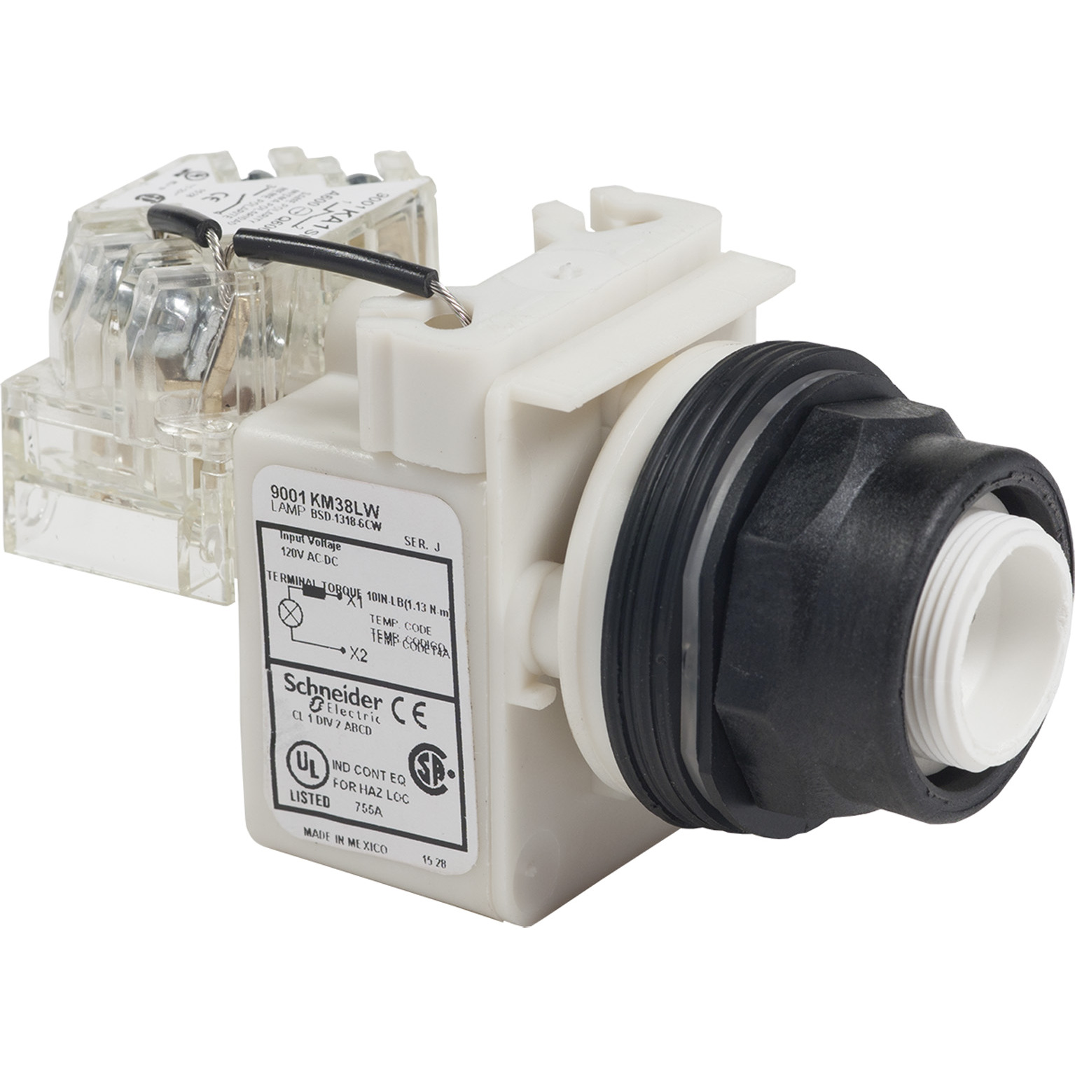 9001SKT1LRR31 Harmony Type SK Corrosion-Resistant Pilot Light, 110 to 120 V AC, Fresnel/Round Lens, Panel Mount