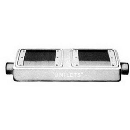 FSC-2T-75 Unilets Type FSC Heavy Duty Shallow Device Box With Internal Ground Screw, Malleable Iron, 40 cu-in Capacity, 2 Gangs, 2 Outlets, 2 Knockouts, 9.44 in H x 2.81 in W x 2 in D