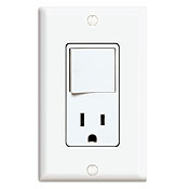 5645-W Decora 3-Way Grounding Combination Switch With Receptacle, 20 A, 125 V AC, 1 Poles