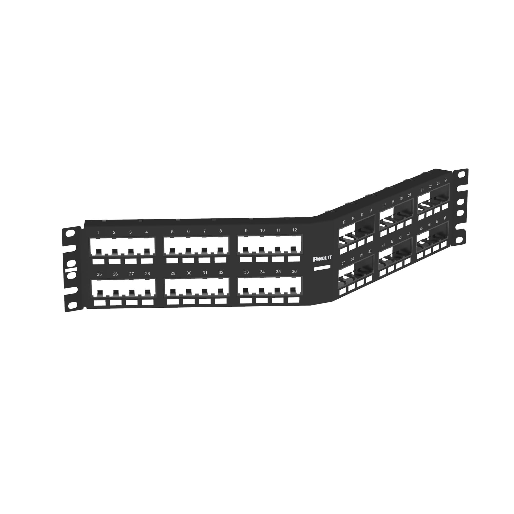 CPPA48FMWBLY Mini-Com PanNet 2RU Angled Unshielded Modular Patch Panel, 48 Ports, Cold Rolled Steel