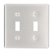 83009 Standard Size Wall Plate, 2 Gangs, 4.56 in W x 4.5 in H, Aluminum