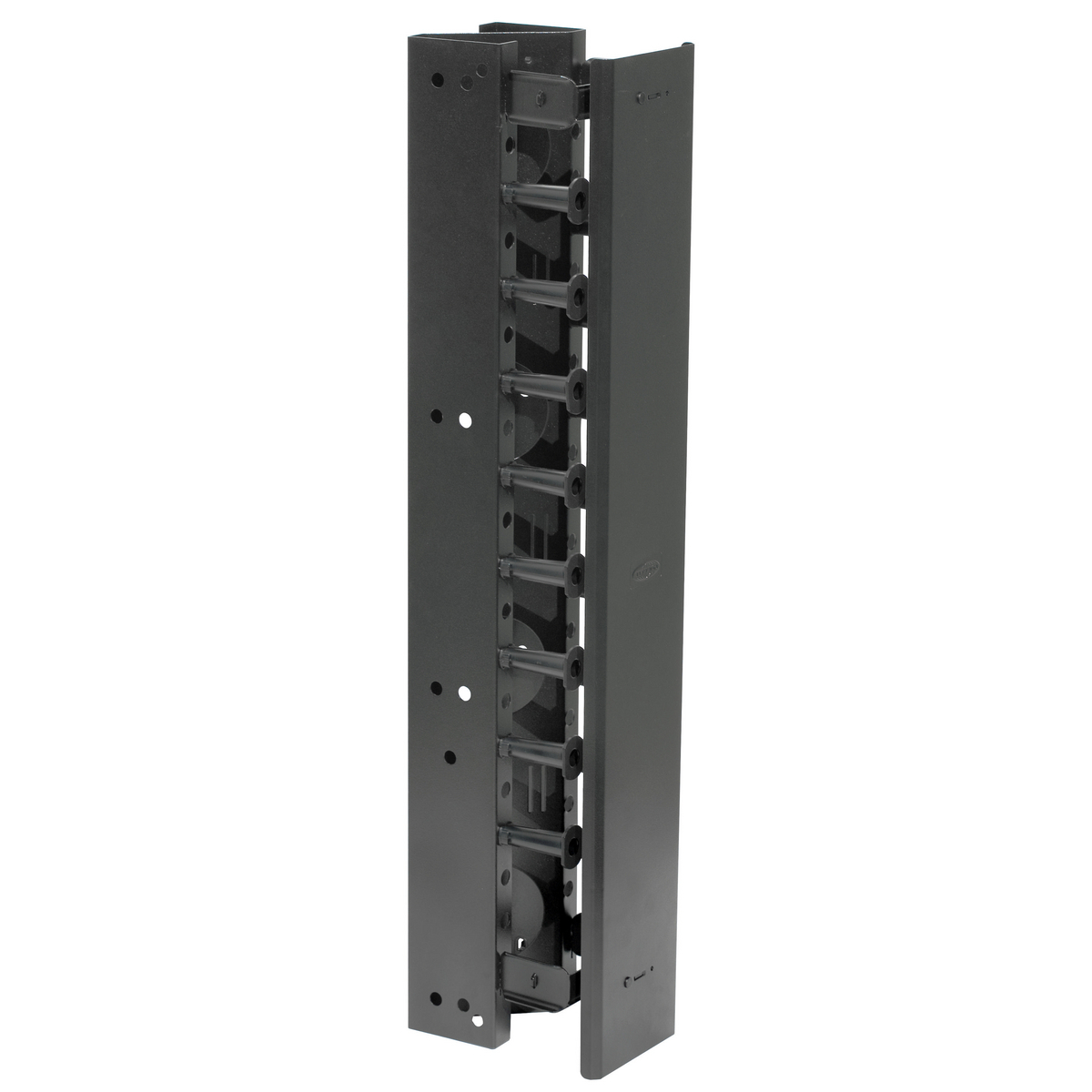 VS74H Hinged Z Channel Vertical Cable Organizer Rack, 84 in H x 4-1/2 in W x 4 in D, Cold Rolled Steel, Black