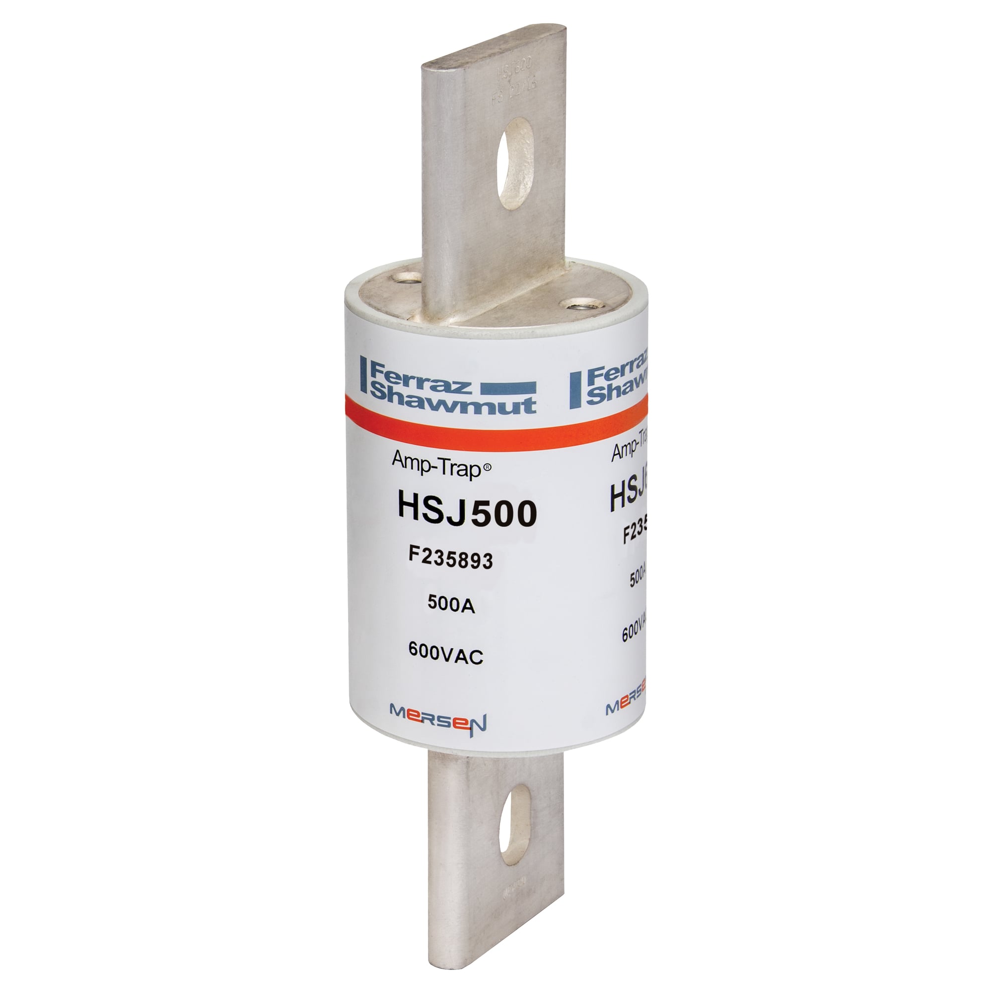 HSJ500 Low Voltage High Speed North American Style Power Fuse, 500 A, 600 V AC/500 V DC, 100/200 kA, Class J, Cylindrical Body