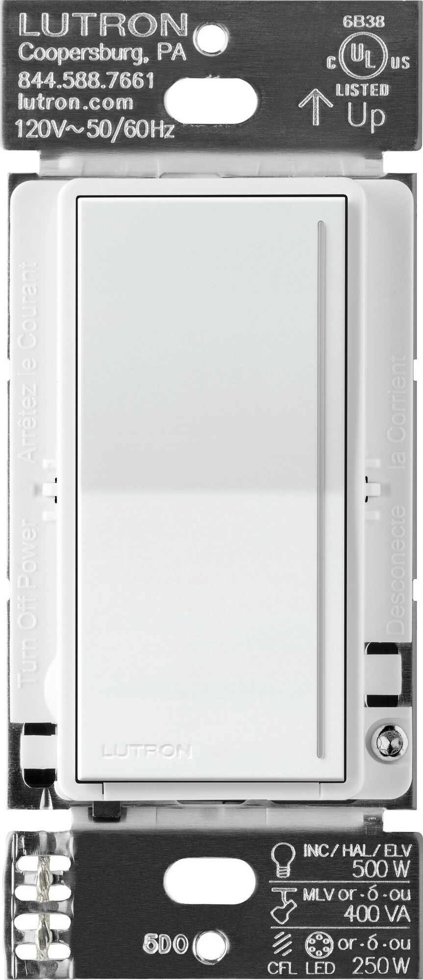 ST-PRO-N-WH Sunnata PRO LED+ Touch Dimmer, Phase Selectable, LED/MLV/ELV, 1 Pole/Multi-Location, Neutral Required, White