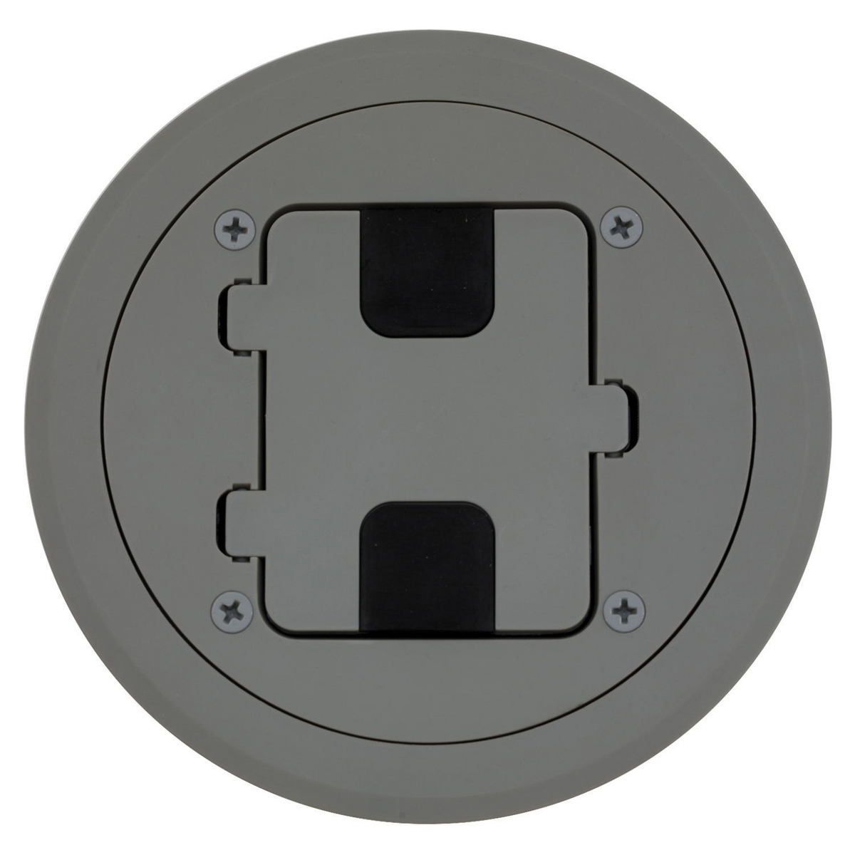 RF406GY Standard Flange/Hinged Door Cover Floor Box, Thermoplastic, 2 Knockouts