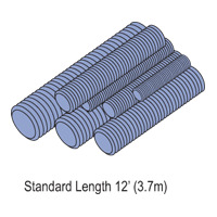 HTHR050-10EG Straight Threaded Rod, UNC Thread, 1/2-13, 10 ft OAL, Low Carbon Steel