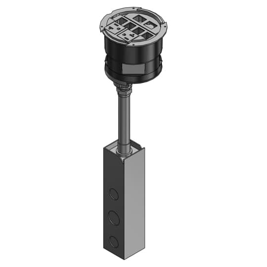 FPT4-2P-6C Steel City Flush Service Poke-Through Base Unit, 4 in Hole, Die Cast Zinc/Steel