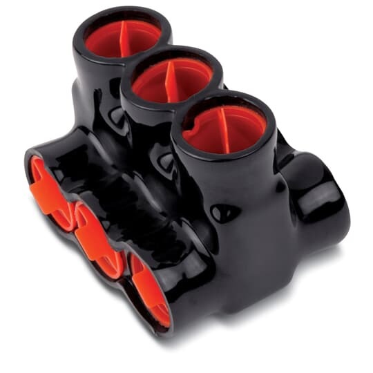 AMTD50063 Blackburn 3-Port Same Sided Multi-Tap Connector, 6 AWG to 500 kcmil Stranded Conductor, 3/8 in Hex Screw Installation, Aluminum