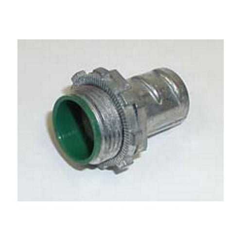 525-DCI2 Bridgeport Insulated Throat Straight Screw-In Connector, 2 in Trade, For Use With Flexible Metal Conduit, Die-Cast Zinc, Ball Burnished/Mirror Smooth
