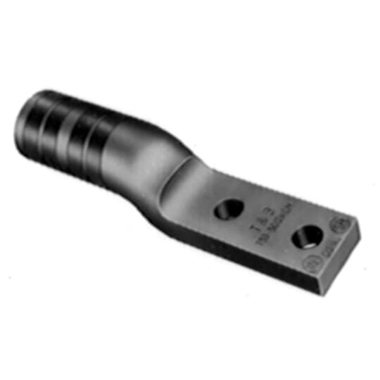 60273N Color-Keyed 2-Hole Non-Insulated Compression Lug Connector, 350 to 500 kcmil Aluminum/Copper Conductor, Die Code: 99H, 1/2 in Stud, Aluminum