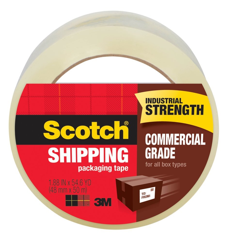 7010332952 Scotch 3750 Commercial Grade Tape, 55 yd L 1.88 mm W, Polypropylene Backing
