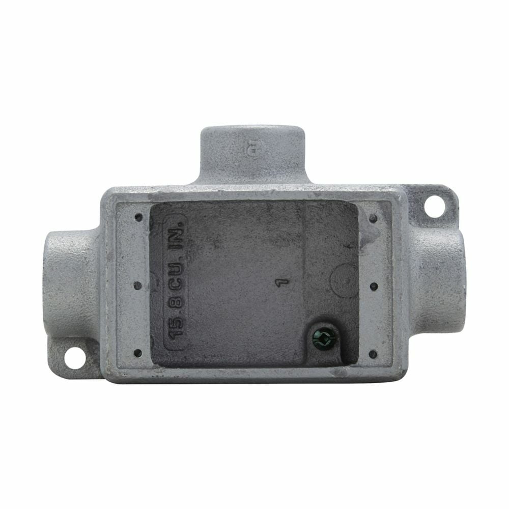 FDCT3 Condulet 3-Entry Deep Tee Device Box, 1 in Trade, 1 Gang, Feraloy Iron Alloy, Aluminum Acrylic Painted/Electro-Galvanized