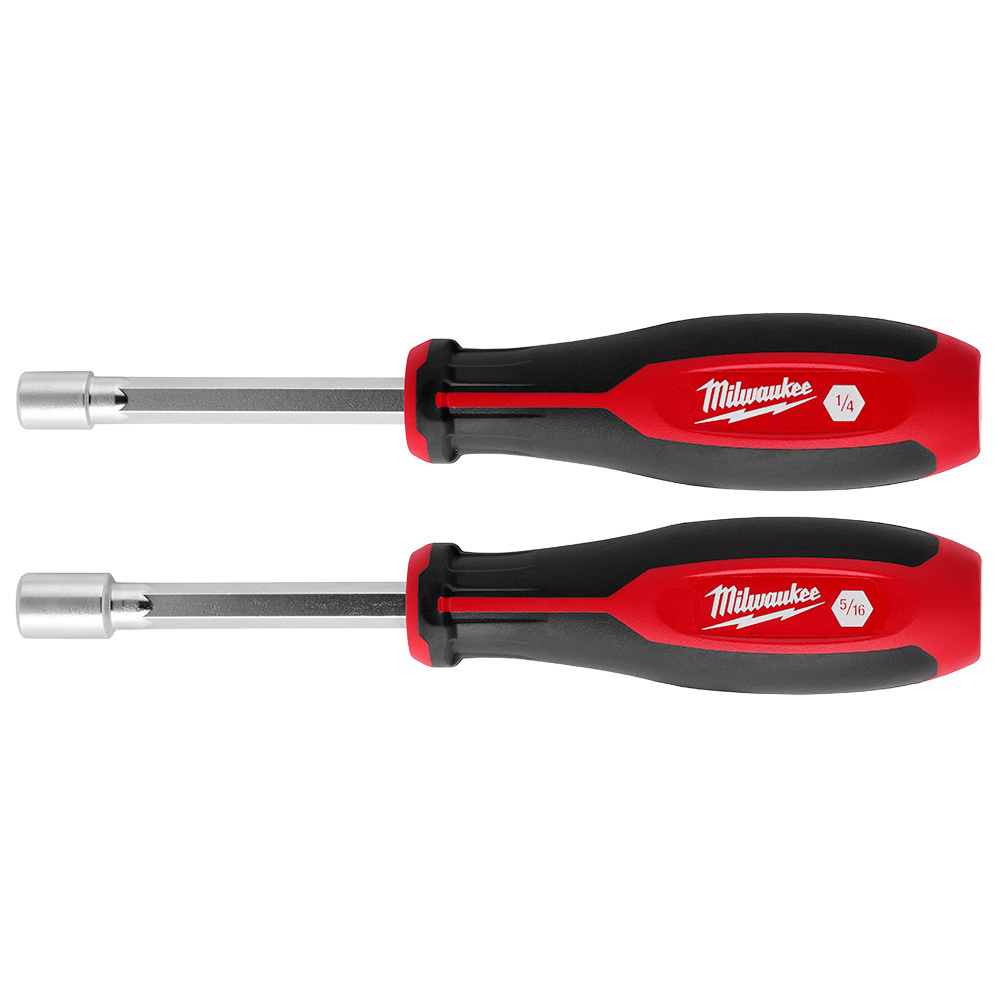 48-22-2442 HollowCore Nut Driver Set, 1/4, 5/16 in, 2 Pieces, 3.94 in OAL, Forged Steel/Polypropylene, Chrome Plated