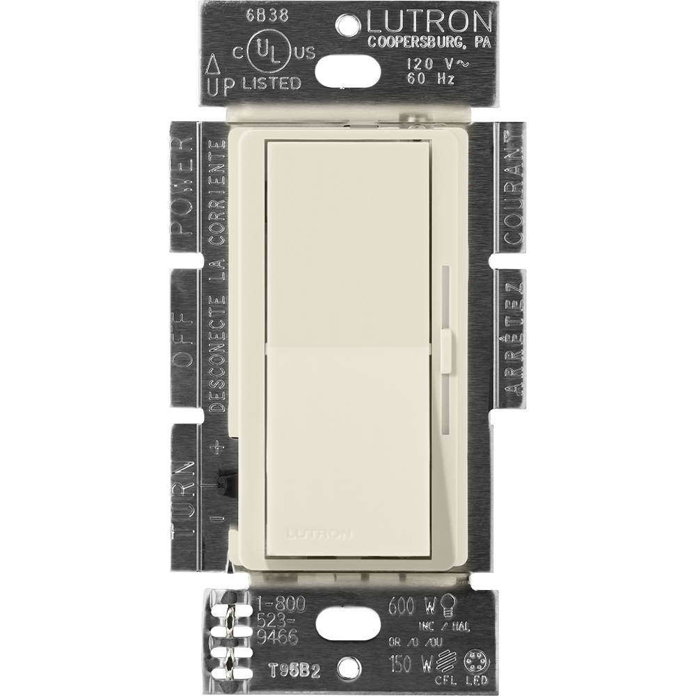 DVSCLV-10P-PM Diva MLV Dimmer Switch with Night Light, 800W, 1000VA, 1 Pole, No Neutral Required, 120V, Pumice
