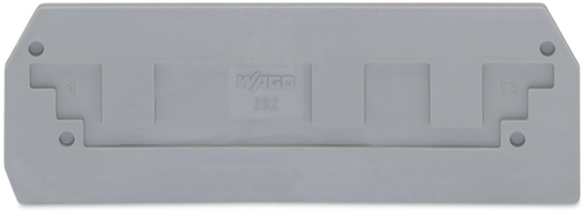 282-308 End Intermediate Plate, For Use With Rail Mounted Terminal Block, Gray