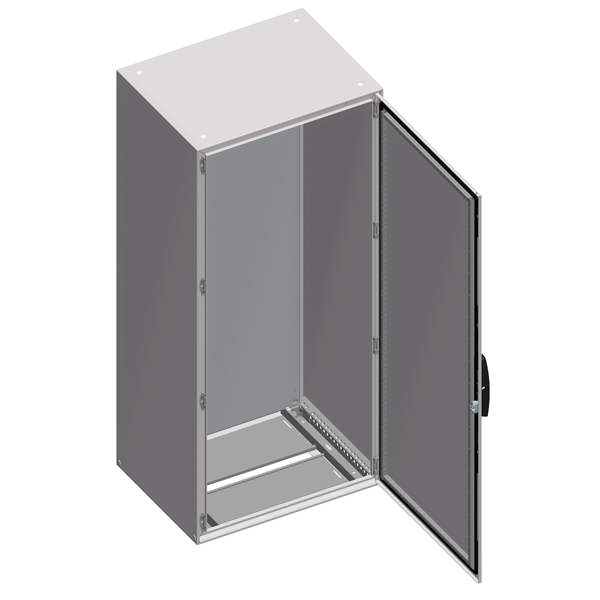 NSYSM20850P Spacial SM 1-Door Compact Multi-Purpose Floor Mount Enclosure, 800 mm W x 500 mm D x 2000 mm H, NEMA 1/2/3R/4/5/13/IP55/IK10 NEMA Rating, Sheet Steel/Zamak