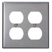 SSJ82-40 Midway Size Traditional Wall Plate, 2 Gangs, 3-1/8 in W x 4-7/8 in H, 302 Stainless Steel