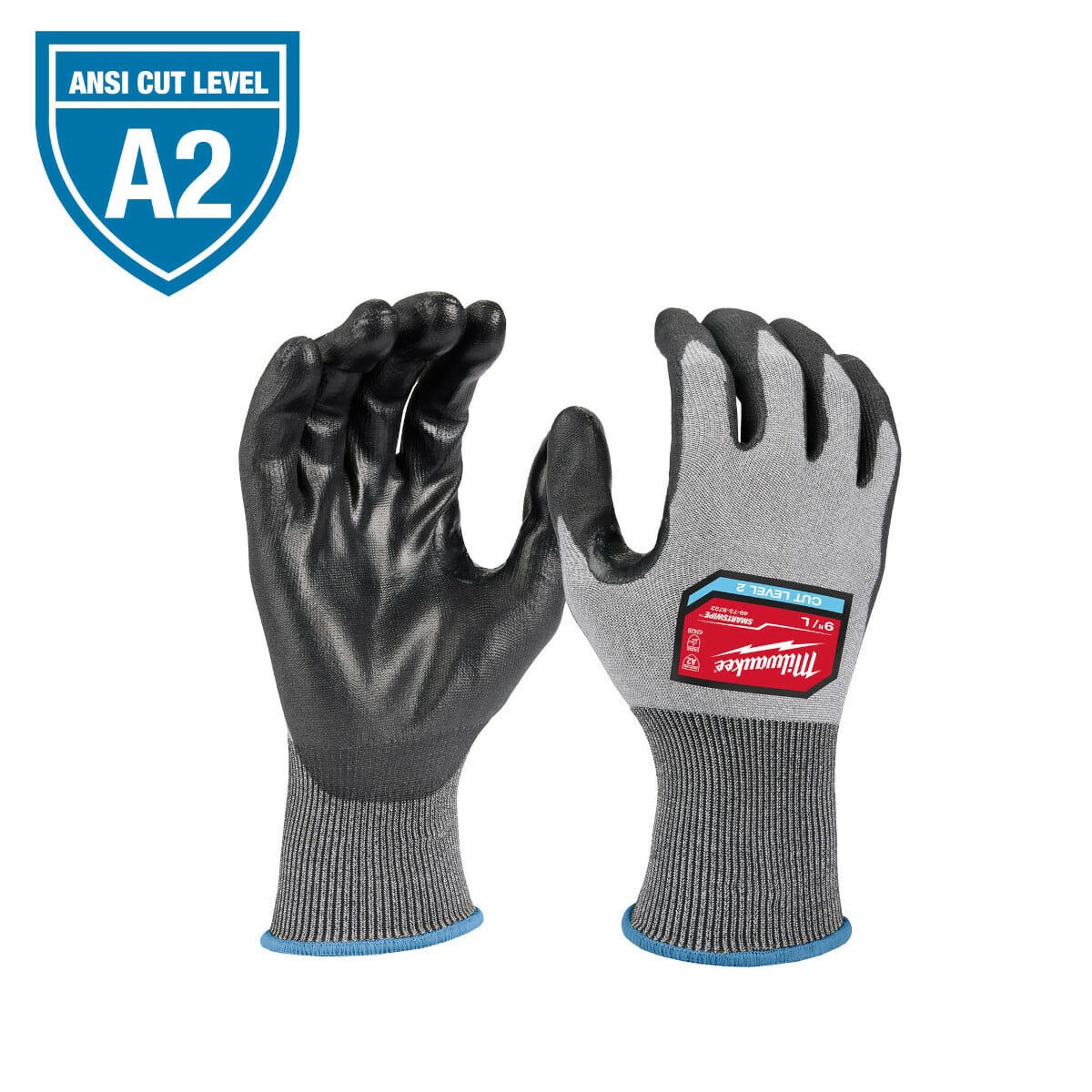 48-73-8722 48-73 General Purpose Gloves, L, Polyurethane Palm, Gray, Knit Wrist Cuff, Resists: Cut Resistant