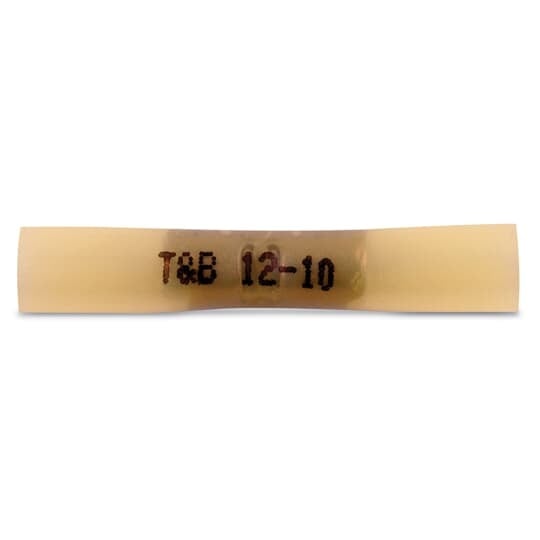 2RCS10X Sta-Kon Heat Shrinkable Insulated Butt Splice Connector, 12 to 10 AWG Conductor, 1.6 in L, Copper, Yellow