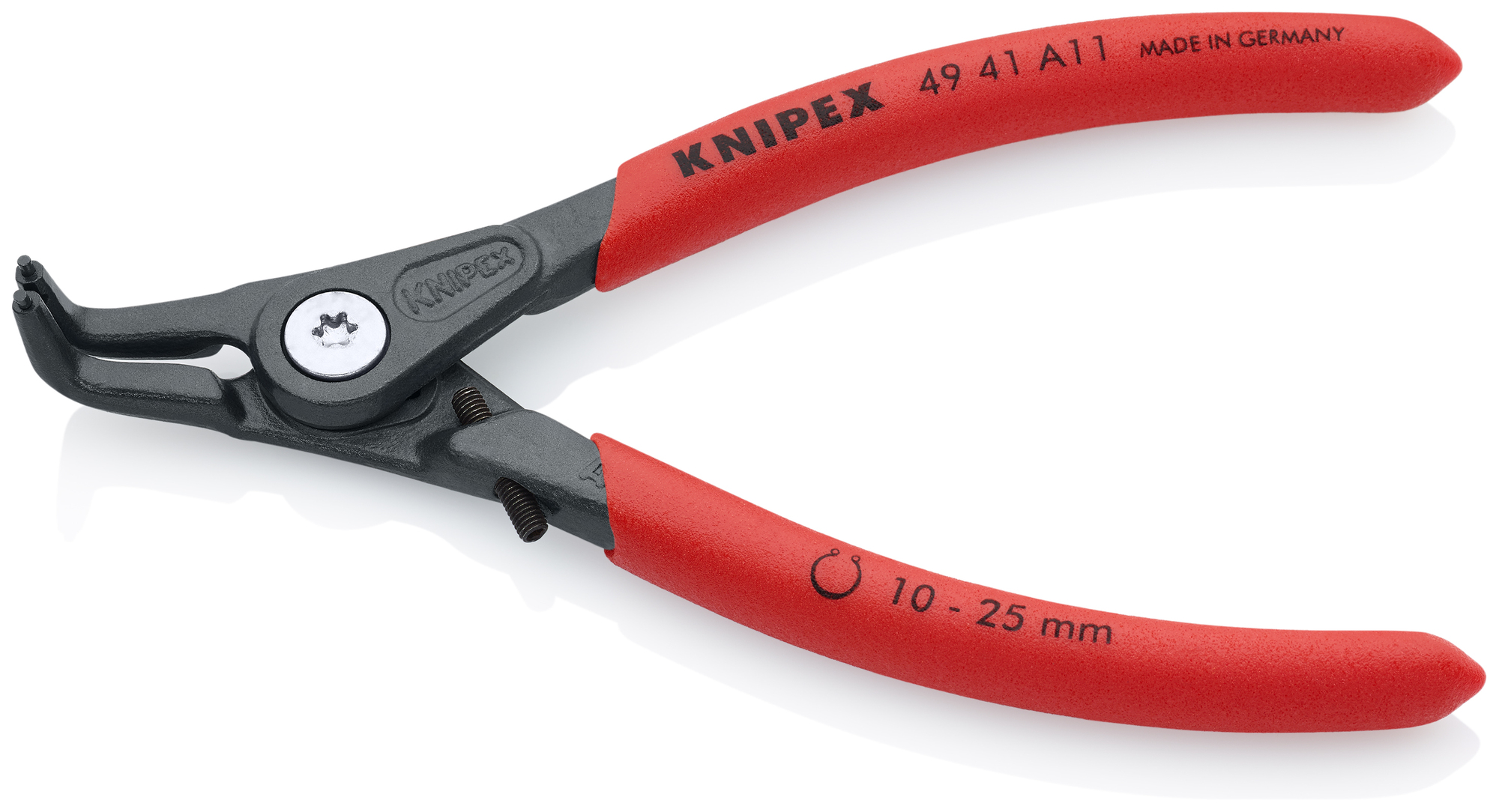 External 90° Angled Precision Snap Ring Pliers-Limiter, 5 1/4 in., Non-slip plastic, 3/64 in. Tips