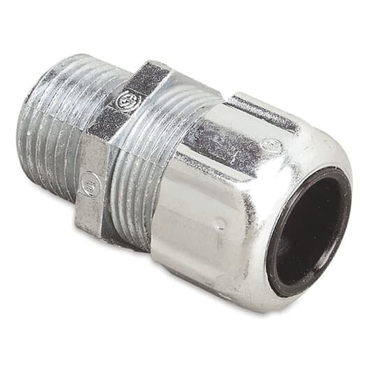 2941 T&B Ranger Liquidtight Strain Relief Cord Connector, 1 in Trade, 1/2 to 3/4 in Cable Openings, Steel, Zinc Plated