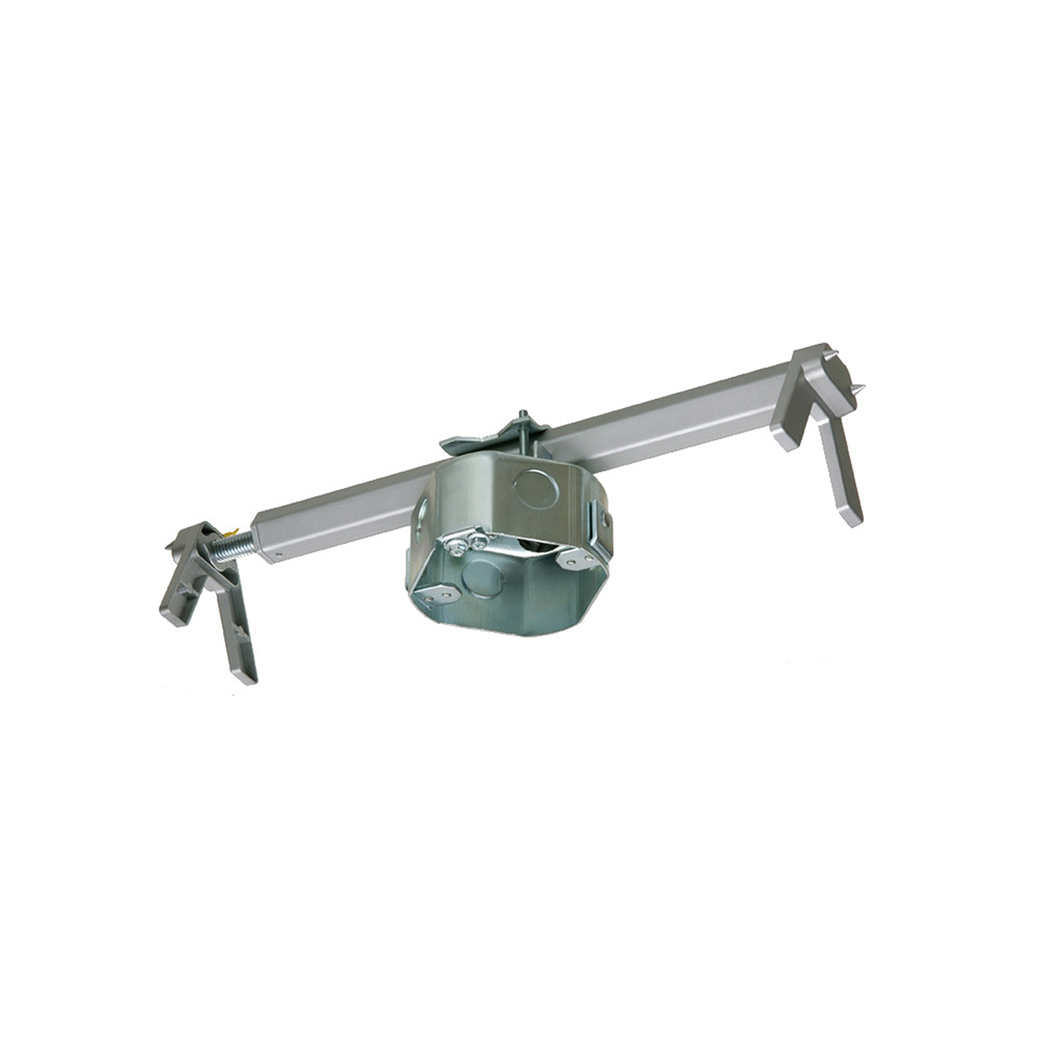 FBRS4200R Heavy Duty Fan/Fixture Mounting Box With Knockout, Adjustable Mounting Bracket, Steel, 20 cu-in Capacity, 4 Knockouts, 3.563 in L x 13.979 in W x 3.438 in H