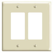 80609-I Decora Midway Size Wall Plate, 2 Gangs, 4.94 in W x 4.88 in H, Thermoset, Ivory