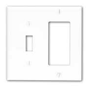 80707-T Decora Standard Size Combination Wall Plate, 2 Gangs, 4.56 in W x 4.5 in H, Thermoplastic, Light Almond