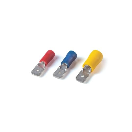 TV10-250MD-XV Catamount Insulated Male Disconnect With Copper Sleeve, 12 to 10 AWG Conductor, 0.25 in W x 0.032 in THK Tab, Brass, Yellow