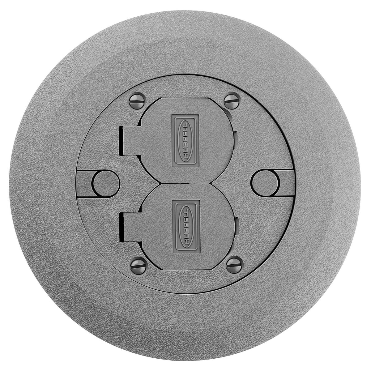 PFBCGYA PFB Flush Style Molded Non-Metallic Standard Cover and Flange Assembly, 6-1/4 in Dia, 6-1/4 in L x 6-1/4 in W x 0.56 in D, Thermoplastic/ABS